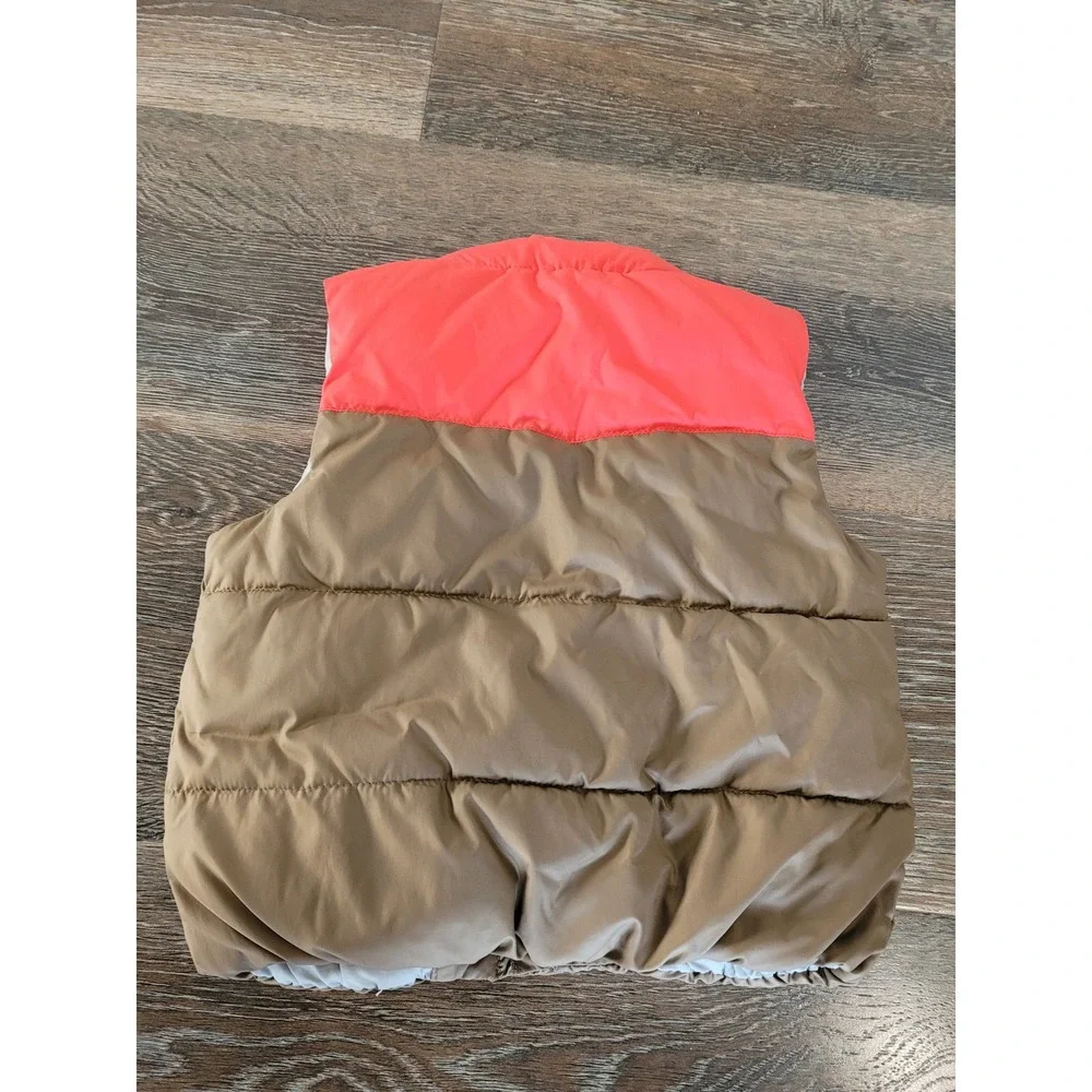 BabyGap Baby‎ Boy Puffer Vest Khaki Hunter Orange Color Block 12-18 Months #1